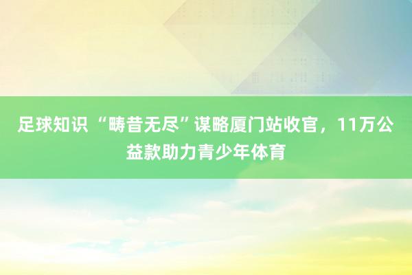 足球知识 “畴昔无尽”谋略厦门站收官，11万公益款助力青少年体育