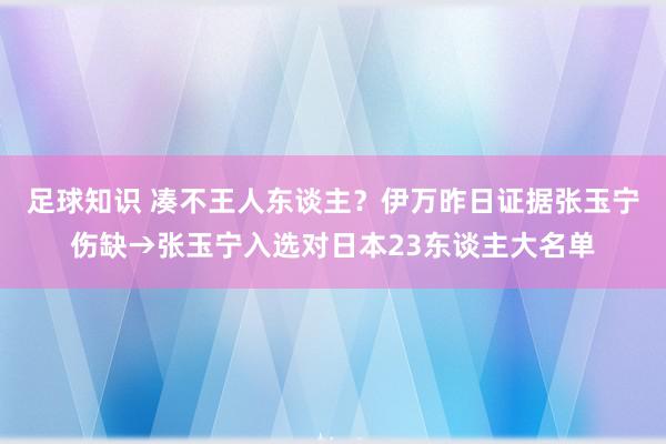 足球知识 凑不王人东谈主？伊万昨日证据张玉宁伤缺→张玉宁入选对日本23东谈主大名单