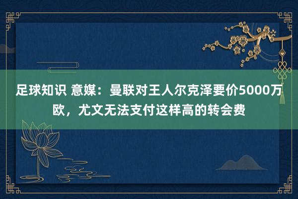 足球知识 意媒：曼联对王人尔克泽要价5000万欧，尤文无法支付这样高的转会费