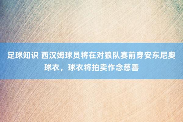 足球知识 西汉姆球员将在对狼队赛前穿安东尼奥球衣，球衣将拍卖作念慈善