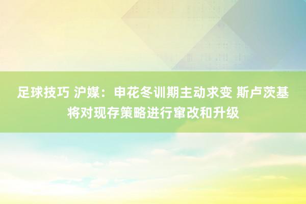 足球技巧 沪媒：申花冬训期主动求变 斯卢茨基将对现存策略进行窜改和升级