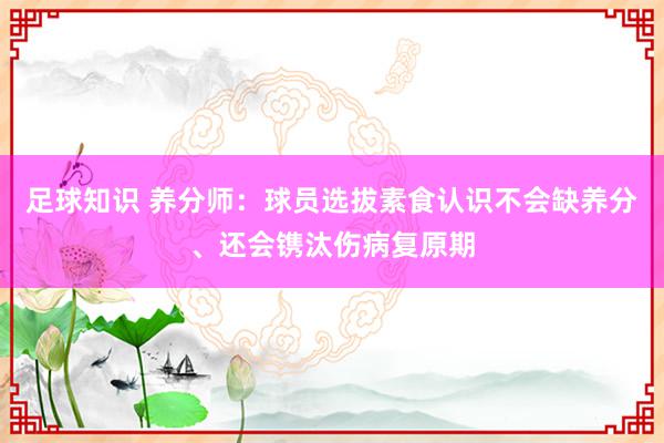 足球知识 养分师：球员选拔素食认识不会缺养分、还会镌汰伤病复原期