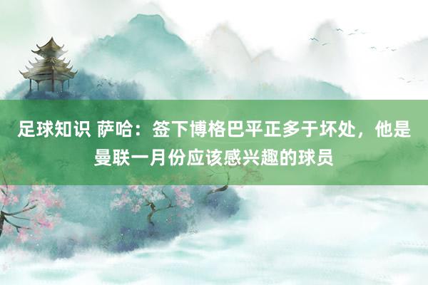 足球知识 萨哈：签下博格巴平正多于坏处，他是曼联一月份应该感兴趣的球员