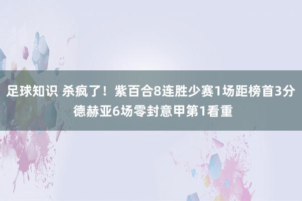 足球知识 杀疯了！紫百合8连胜少赛1场距榜首3分 德赫亚6场零封意甲第1看重