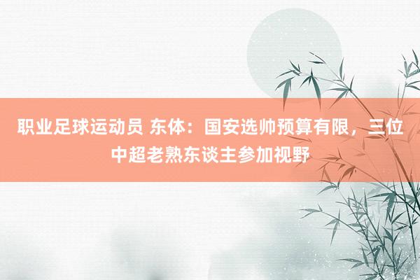 职业足球运动员 东体：国安选帅预算有限，三位中超老熟东谈主参加视野