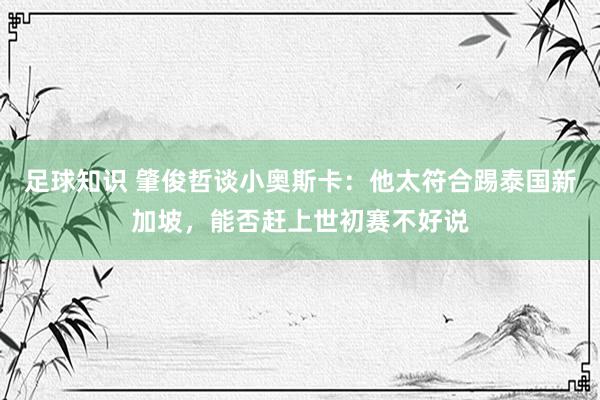 足球知识 肇俊哲谈小奥斯卡：他太符合踢泰国新加坡，能否赶上世初赛不好说