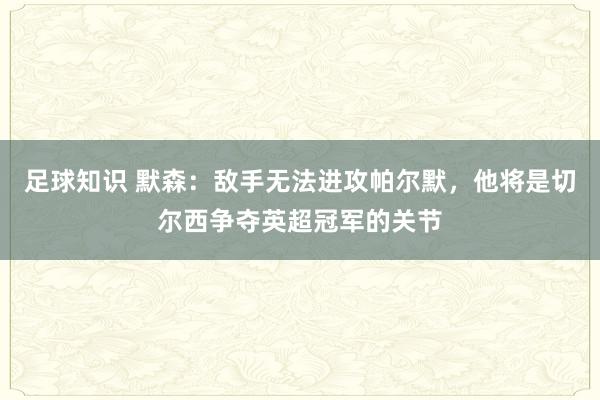 足球知识 默森：敌手无法进攻帕尔默，他将是切尔西争夺英超冠军的关节