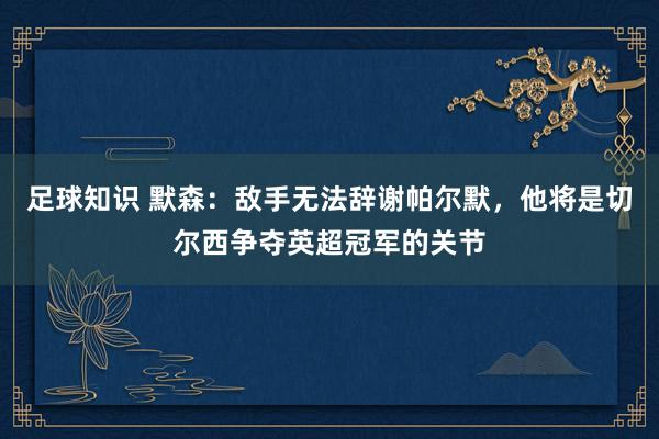 足球知识 默森：敌手无法辞谢帕尔默，他将是切尔西争夺英超冠军的关节