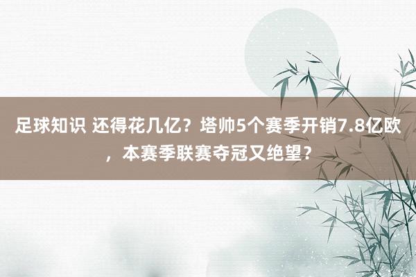 足球知识 还得花几亿？塔帅5个赛季开销7.8亿欧，本赛季联赛夺冠又绝望？