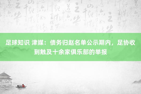 足球知识 津媒：债务归赵名单公示期内，足协收到触及十余家俱乐部的举报