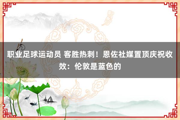 职业足球运动员 客胜热刺！恩佐社媒置顶庆祝收效：伦敦是蓝色的