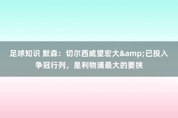 足球知识 默森：切尔西威望宏大&已投入争冠行列，是利物浦最大的要挟