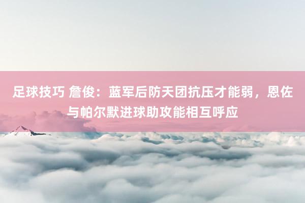 足球技巧 詹俊：蓝军后防天团抗压才能弱，恩佐与帕尔默进球助攻能相互呼应