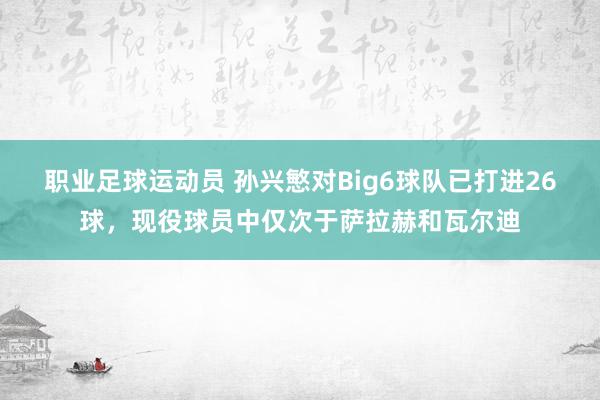 职业足球运动员 孙兴慜对Big6球队已打进26球，现役球员中仅次于萨拉赫和瓦尔迪